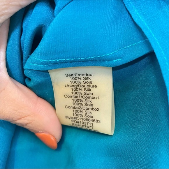 Alice + Olivia Silk Asymmetric Mini Dress Blue Turquoise Small - Picture 7 of 7